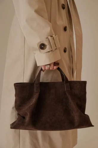 Baylor Faux Suede Bag – Chocolate