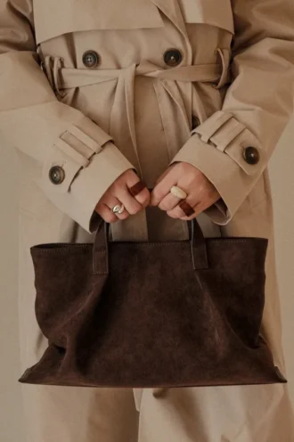 Baylor Faux Suede Bag – Chocolate