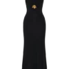 Beck Plunge Maxi Dress With Floral Hardware – Black Beck Plunge Maxi Dress With Floral Hardware – Black