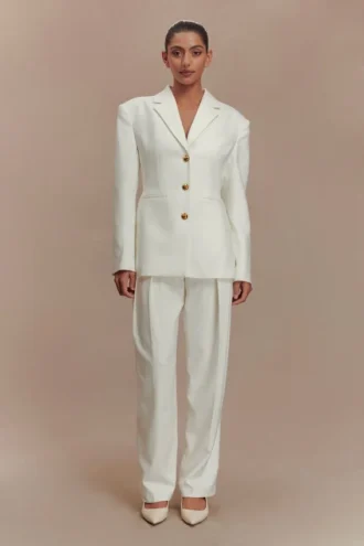Penelope Pleated High Waisted Pants – Ivory Penelope Pleated High Waisted Pants – Ivory