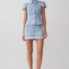 Lakoda Cuffed Denim Mini Skirt – Washed Light Blue Lakoda Cuffed Denim Mini Skirt – Washed Light Blue