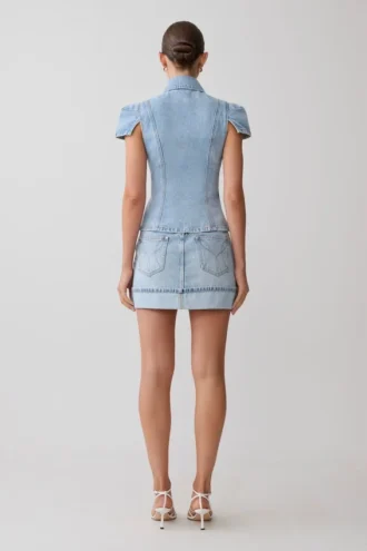 Bently Short Sleeve Denim Top – Washed Light Blue