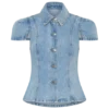 Bently Short Sleeve Denim Top – Washed Light Blue