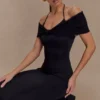 Bernadina Mesh And Slinky Halter Maxi Dress – Black Bernadina Mesh And Slinky Halter Maxi Dress – Black