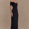 Bernadina Mesh And Slinky Halter Maxi Dress – Black Bernadina Mesh And Slinky Halter Maxi Dress – Black
