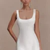 Beth Satin Mini Dress – White Beth Satin Mini Dress – White