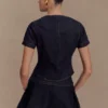 Bethany Short Sleeve Buttoned Denim Top – Washed Indigo Blue Bethany Short Sleeve Buttoned Denim Top – Washed Indigo Blue