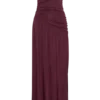 Bex Strapless Slinky Maxi Dress With Split – Burgundy
