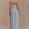 Bex Strapless Slinky Maxi Dress With Split – Pale Blue Bex Strapless Slinky Maxi Dress With Split – Pale Blue
