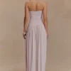 Bex Strapless Slinky Maxi Dress With Split – Pale Pink