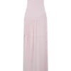 Bex Strapless Slinky Maxi Dress With Split – Pale Pink