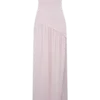 Bex Strapless Slinky Maxi Dress With Split – Pale Pink