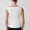 Billie Off Shoulder Sleeveless Button Top – White Billie Off Shoulder Sleeveless Button Top – White