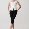Billie Off Shoulder Sleeveless Button Top – White Billie Off Shoulder Sleeveless Button Top – White
