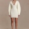 Billy Balloon Sleeve Knit Mini Dress – Ivory