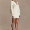 Billy Balloon Sleeve Knit Mini Dress – Ivory