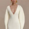 Billy Balloon Sleeve Knit Mini Dress – Ivory