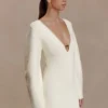 Billy Balloon Sleeve Knit Mini Dress – Ivory