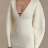 Billy Balloon Sleeve Knit Mini Dress – Ivory