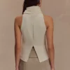Birdie High Neck Sleeveless Top – Ivory