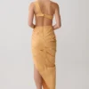 Birgit Linen Midi Dress With Hardware – Deep Peach Birgit Linen Midi Dress With Hardware – Deep Peach