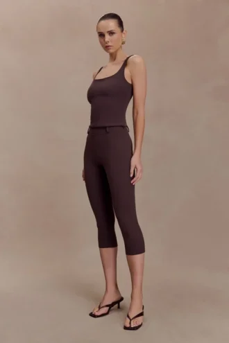 Blanca Stretch Crepe Capri Pants – Chocolate