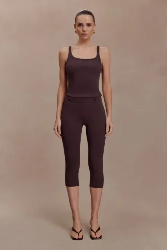 Blanca Stretch Crepe Capri Pants – Chocolate