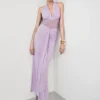 Bonnie Slinky And Lace Maxi Dress – Lilac