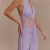 Bonnie Slinky And Lace Maxi Dress – Lilac