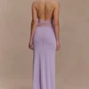 Bonnie Slinky And Lace Maxi Dress – Lilac