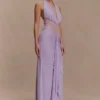 Bonnie Slinky And Lace Maxi Dress – Lilac