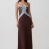 Bray Knit & Lace Maxi Dress – Chocolate/Blue Bray Knit & Lace Maxi Dress – Chocolate/Blue