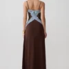 Bray Knit & Lace Maxi Dress – Chocolate/Blue Bray Knit & Lace Maxi Dress – Chocolate/Blue