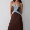 Bray Knit & Lace Maxi Dress – Chocolate/Blue Bray Knit & Lace Maxi Dress – Chocolate/Blue