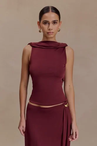 Bridget Slinky Cowl Back Top – Burgundy Bridget Slinky Cowl Back Top – Burgundy