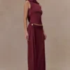 Bridget Slinky Maxi Skirt With Hardware – Burgundy Bridget Slinky Maxi Skirt With Hardware – Burgundy