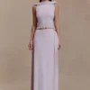 Bridget Slinky Maxi Skirt With Hardware – Dusty Lilac