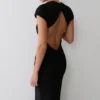 Briella V Neck Suiting Maxi Dress – Black Briella V Neck Suiting Maxi Dress – Black