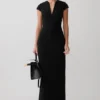 Briella V Neck Suiting Maxi Dress – Black Briella V Neck Suiting Maxi Dress – Black