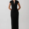 Briella V Neck Suiting Maxi Dress – Black Briella V Neck Suiting Maxi Dress – Black