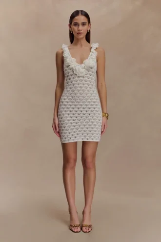 Brigid Ruffle Knit Sleeveless Dress – Ivory Brigid Ruffle Knit Sleeveless Dress – Ivory