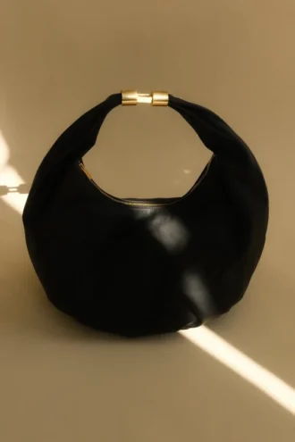 Bristol Croissant Leather Shoulder Bag – Black