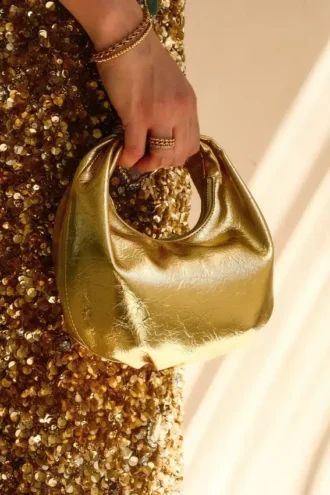Bristol Mini Croissant Leather Bag – Gold