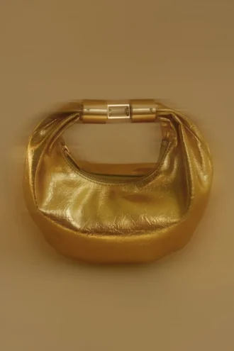 Bristol Mini Croissant Leather Bag – Gold