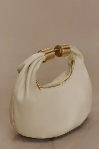 Bristol Mini Croissant Leather Bag – Ivory