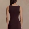 Brock Asymmetrical Neckline Knit Top – Dark Chocolate Brock Asymmetrical Neckline Knit Top – Dark Chocolate