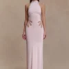 Brock Knit Halter Maxi Dress – Baby Pink Brock Knit Halter Maxi Dress – Baby Pink