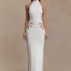 Brock Knit Halter Maxi Dress – White Brock Knit Halter Maxi Dress – White