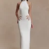 Brock Knit Halter Maxi Dress – White Brock Knit Halter Maxi Dress – White