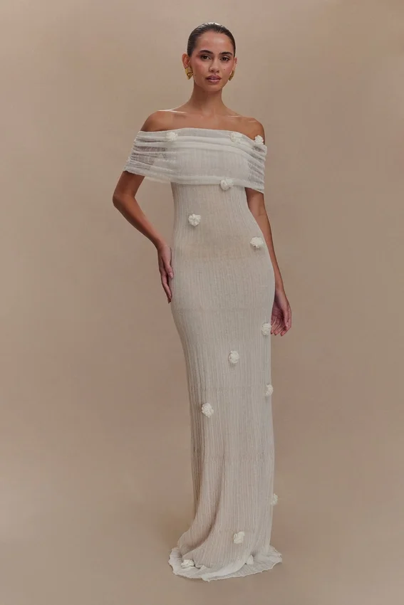 Brynn Orchid Knit Maxi Dress – Ivory Brynn Orchid Knit Maxi Dress – Ivory